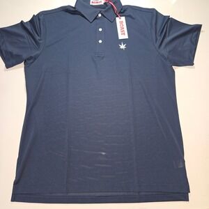 Boast Mens Navy Blue Performance Stretch Polo Shirt Short Sleeve Logo NWT